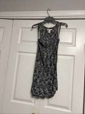 White House Black Market Black & White Chevron Tank Dress